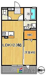 K・レーヴ 1LDKの間取図画像