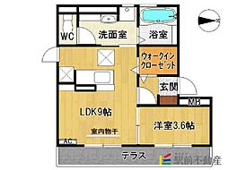 グランツェーレ 1LDKの間取図画像
