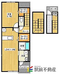 クリスタルアクア2 1LDKの間取図画像