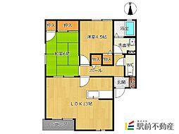 ル・フェール多布施E 2LDKの間取図画像