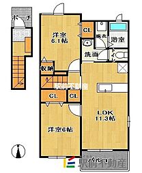 メルメゾンディデアル 2LDKの間取図画像