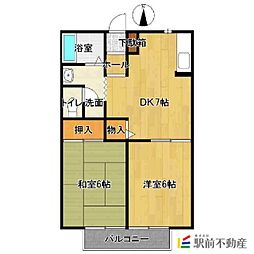 メゾンあやA 2DKの間取図画像