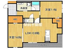カーサグランデ 2LDKの間取図画像