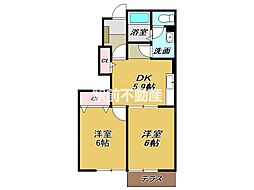シャンポール 2DKの間取図画像