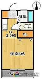 レジデンスK-1 1Kの間取図画像