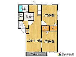 ショコラ神埼C棟 2LDKの間取図画像