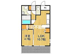 カンフォーラ松原 1LDKの間取図画像