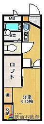 レオパレスリバティ1 1Kの間取図画像