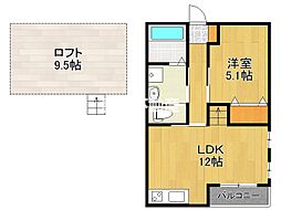 パサージュク・レイナス 1LDKの間取図画像
