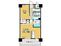 カンフォーラ松原 1LDKの間取図画像