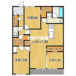 クインス ベル 3LDKの間取図画像