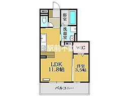 Aブライト 1LDKの間取図画像
