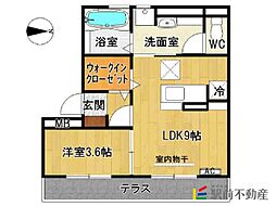 グランツェーレ 1LDKの間取図画像