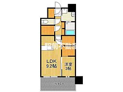RJRプレシア佐賀 1LDKの間取図画像