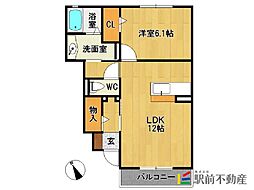 ヴィラウィステリア神埼C 1LDKの間取図画像