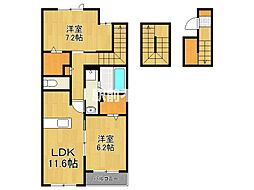 サイドコート多布施 2LDKの間取図画像