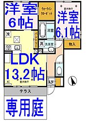 エールリヴェールC 2LDKの間取図画像