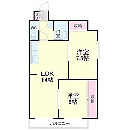 キャトルセゾン 2LDKの間取図画像
