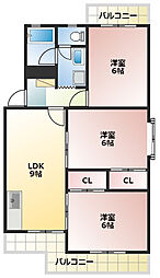 アビタシオン天王1 3DKの間取図画像