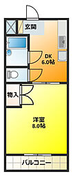 マンハイム伊藤1 1DKの間取図画像