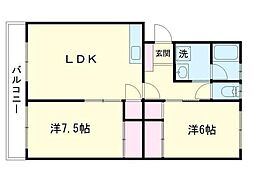 メゾンベルウェル 2LDKの間取図画像