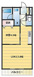 ラ・メゾンアンソレイユ 1LDKの間取図画像