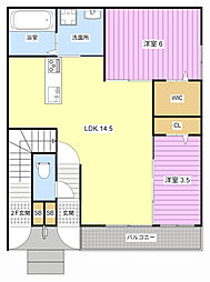 エルガーデン早出 2LDKの間取図画像