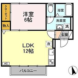 セジュールエイトA 1LDKの間取図画像
