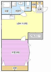 ソレイユ 1LDKの間取図画像