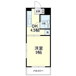 サンシャイン天王3 1DKの間取図画像