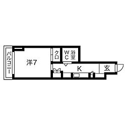 リエス浜松駅南 1Kの間取図画像