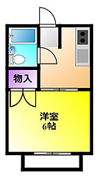 コーポサンエース 1Kの間取図画像