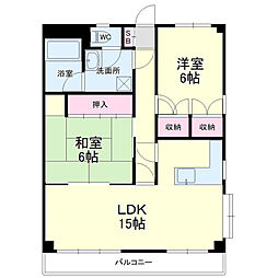 グレース蜆塚 2LDKの間取図画像
