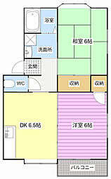 サンアベニュー 2DKの間取図画像