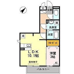 プリマ・テラッセ 1LDKの間取図画像