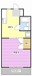 カーサヤマザキ 1DKの間取図画像