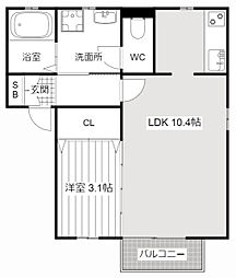 コート・フリッシュ 1LDKの間取図画像