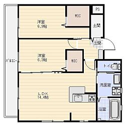 ル・リヴェール 2LDKの間取図画像