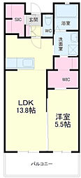 ルシェリア原島 1LDKの間取図画像