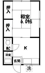 コーポ中沢 1Kの間取図画像