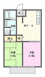 エルセラードB 2DKの間取図画像