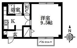 イシイフォーチュン 1Kの間取図画像