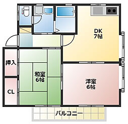 ジオハウス2 2DKの間取図画像
