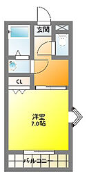 カモミール 1Kの間取図画像