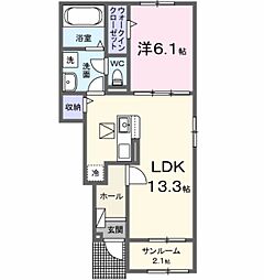 メゾン・ド・ソレイユIII 1LDKの間取図画像