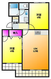 サンハイツK&K 2LDKの間取図画像