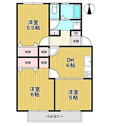 ドリームハイツカワセ2 3DKの間取図画像