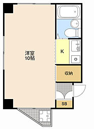 エバグリーンプレイス 1Kの間取図画像