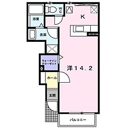 ラフィーネS 1Kの間取図画像