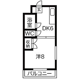 マンションアバンフジ 1DKの間取図画像